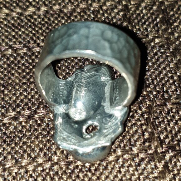 Unusual Bold Vintage 1960s Silver .500 Hammered Brutalist Statement Ring - Picture 11 of 14